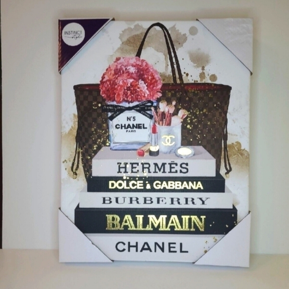 Chanel Balmain Burberry Dolce & Gabbana Hermes Canvas Fashion Wall Art 14”x 11”